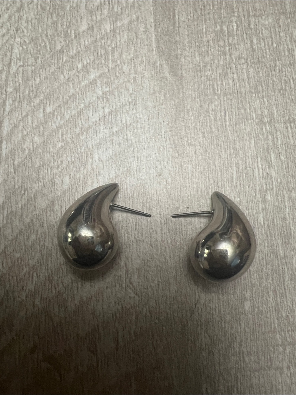 Silver Teardrop Stud Earrings